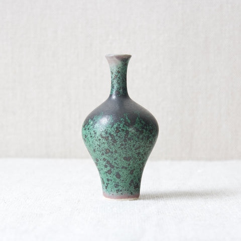 Turquoise duck-egg glaze on exquisite Annikki Hovisaari Arabia Finland small bud vase, 1960