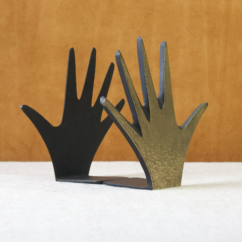 Walter Bosse pair of Modernist hand shaped rare bookends, produced by Herta Baller in Vienna, Austria, 