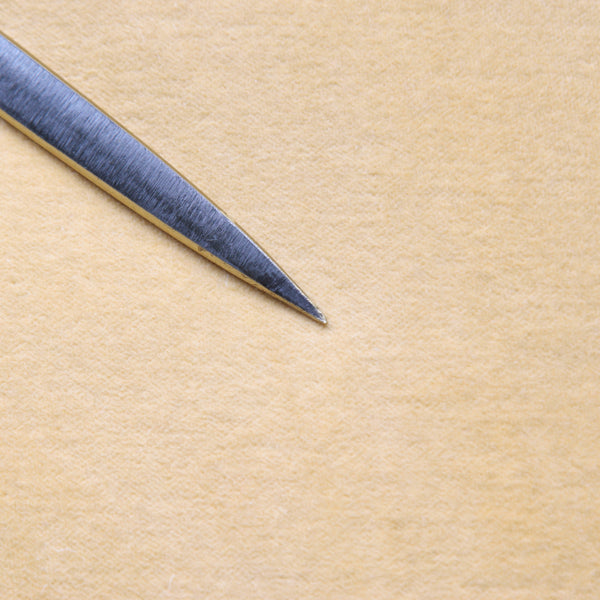 Close up of the nib of a Walter Bosse letter opener. This design features an owl.