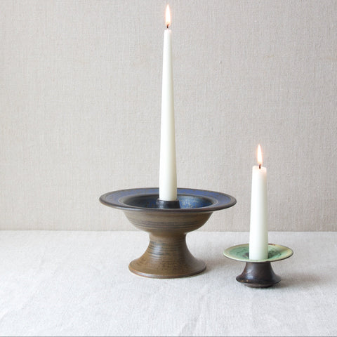 Two Finnish studio ppottery candle holders, Anja Juurikkala and Liisa Hallamaa, Arabia