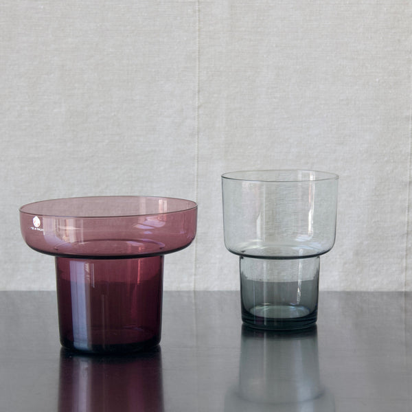 Duo of Lisa Johansson-Pape Modernist glass staxcking vases from 'Anemone' series, 1963. Handmade at Iitalla, Finland.
