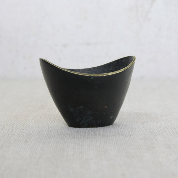 Decorative brass vessel designed by Walter Bosse and produced by Herta Baller in Vienna, Austria, circa 1950, an exceptional example of Viennese mid-century Modernism.