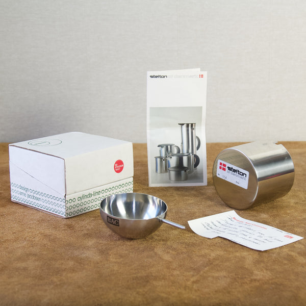 Vintage Danish Modern ashtray by Arne Jacobsen with original Stelton packaging