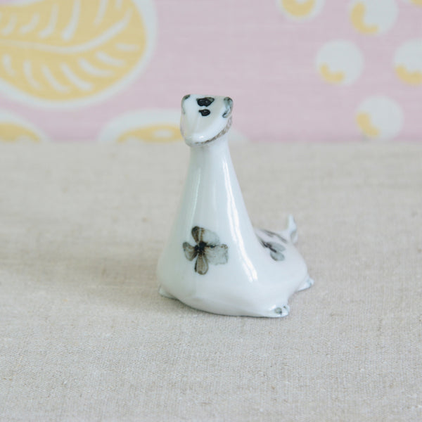 British mid-century ceramic sculpture, Susan Parkinson Loch Ness Monster with simplified aquatic form. Very rare Richard Parkinson Pottery piece.