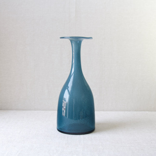 Mid Century Modern Scandinavian glass design by Erik Hoglund, a 'Carborundum' blue vase from 1955