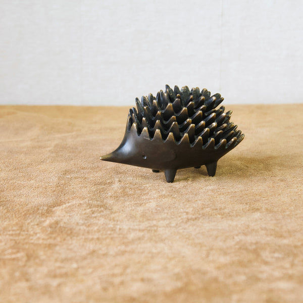Modernist Walter Bosse design stacking hedgehog ashtrays from Austria, handmade from patinated black brass