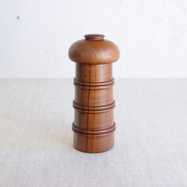 Top down view Nordic mid-century teak pepper mill, Model 892 by Jens Quistgaard, Dansk