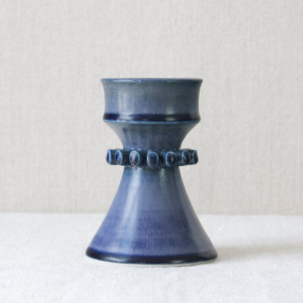 Modernist studio pottery from Sweden, a blue and unusual Hertha Bengtson Hoganas vase