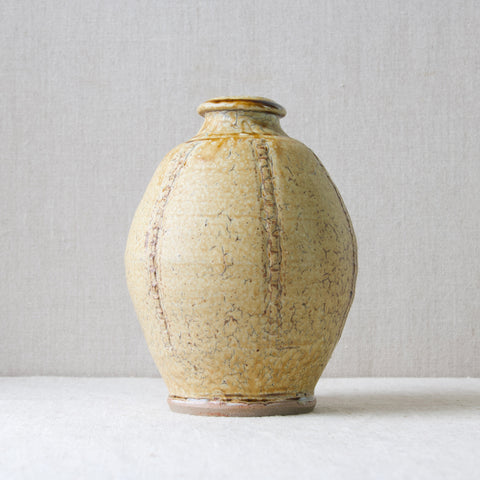 Interior decoration Mike Dodd British studio pottery handmade yellow ash glaze vase