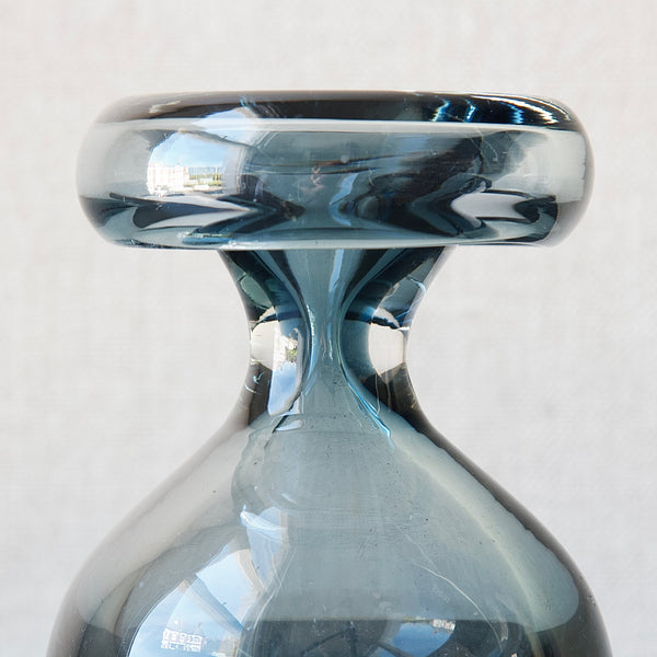 detail of folded rim on steel blue Nanny Still Porriainen vase