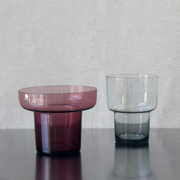 Two Anemone Viola glass stacking vases by Lisa Johansson Pape for Iittala, Finland, 1963
