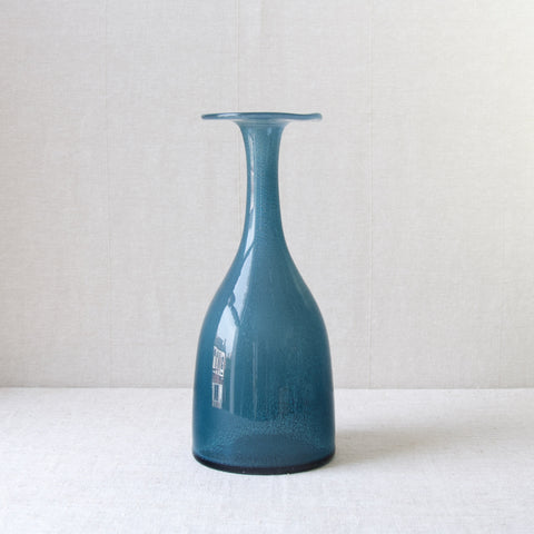 Modernist Scandinavian glass design by Erik Hoglund, Boda, Sweden, a rare Carborundum teal blue large vase