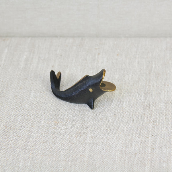 Vintage Walter Bosse Modernist patinated brass fish pen holder