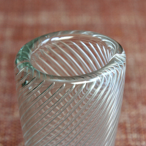 Top down view of Kaj Franck Vire vase from Nuutajärvi Glassworks, demonstrating exceptional Mid-Century Finnish craftsmanship.