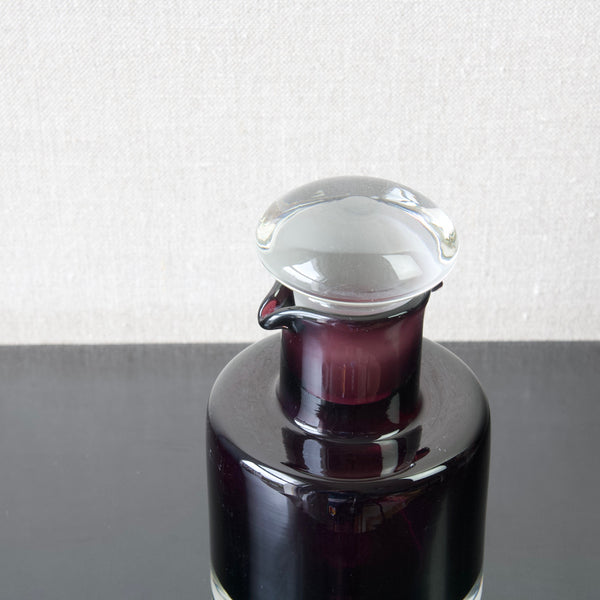 Nanny Still dark purple chunky glass decanter from the mid-1960's, produced by Riihimaki Glassworks, Finland