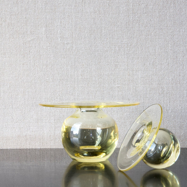 Nanny Still pair of cerium yellow glass 'Saturnus' vases, 1960, Riihimaen Lasi Oy Finland