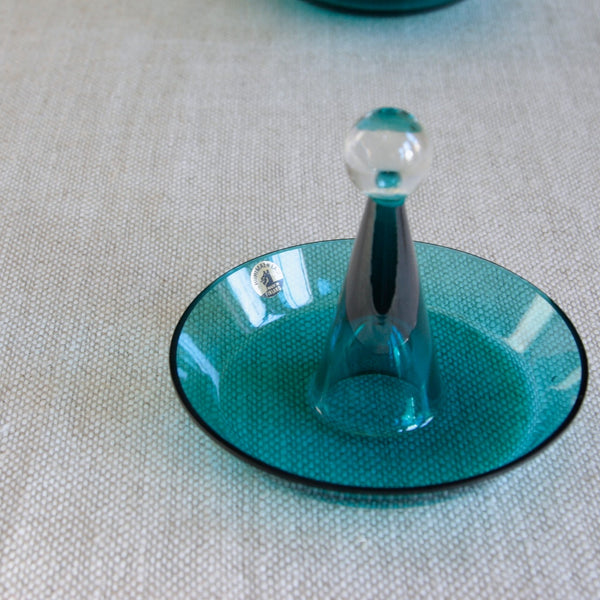 Detail of sticker on lid of a large Harlekiini bowl by Nanny Still, constructed from cones and spheres and emblematic of post-war Finnish design.