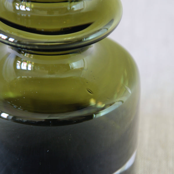 Detail of air bubble, Nanny Still olive green vase.