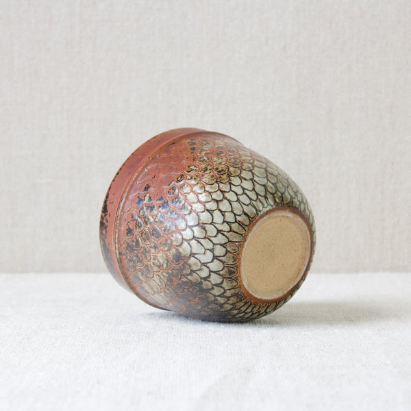Stig Lindberg unique studio pottery bowl with reptile pattern, 1970. 