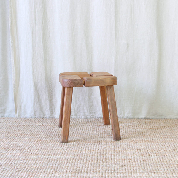 Finnsauna Lagerholm sauna stool designed by Olof Ottelin, an expressive example of functional post-war Finnish furniture design.