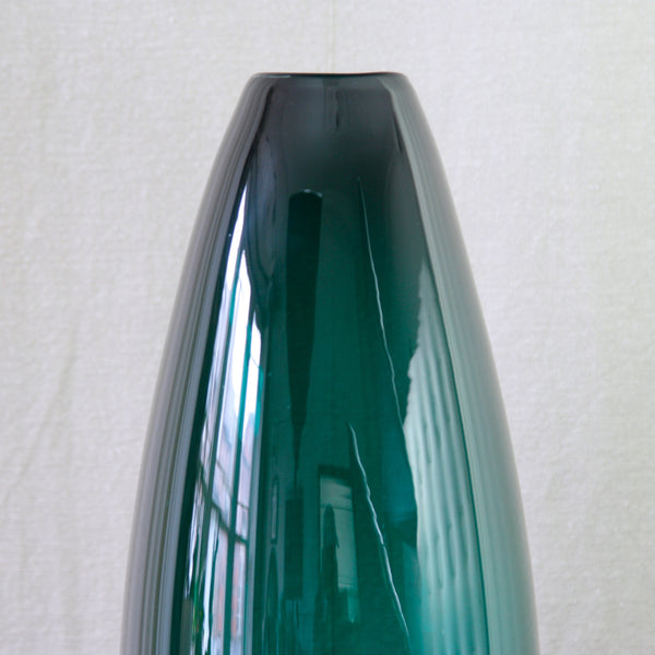Per Lütken Mørkegrøn vase for Holmegaard, the richly saturated dark green colour characteristic of his Grønland glass series.