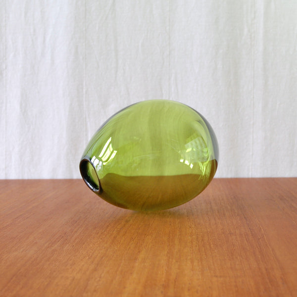 Hand-blown Per Lütken Dråbevase for Holmegaard, individually formed by hand with subtle variations in shape and proportion.