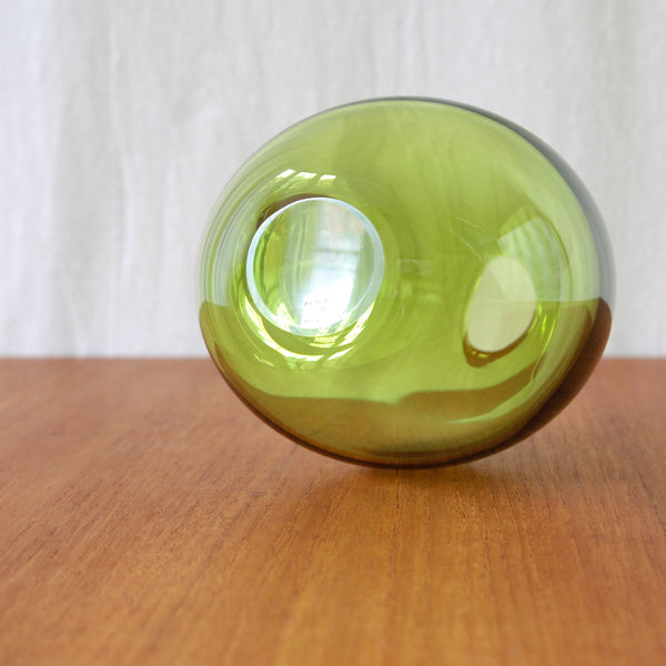 Holmegaard Majgrøn Drop Vase model 15470, designed by Per Lütken in 1955 in brilliant May Green glass.