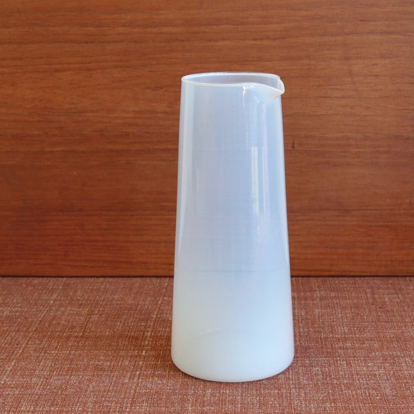 Top down view of a milk-glass carafe or pitcher designed by Jacob Bang. Rare Scandinavian Modernist design for sale in the UK.