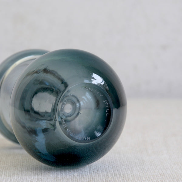 Collectable 1960s steel-blue Finnish glass vase from Riihimäen Lasi’s Oy, with signature "Nanny Still"