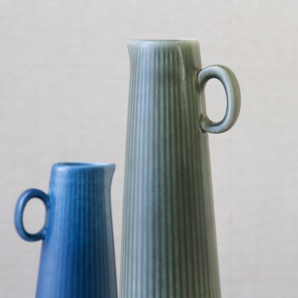 Detail of green Ritzi ceramic vase designed by Gunnar Nylund, Sweden, 1960's