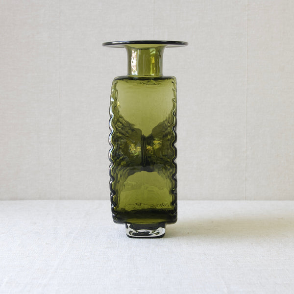 Riihimaki Finland Aurinkopullo glass bottle vase by Helena Tynell, 1960's Modernist design