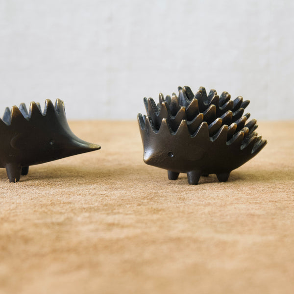 Walter Bosse hedgehog ashtrays, patinated brass design from Austria
