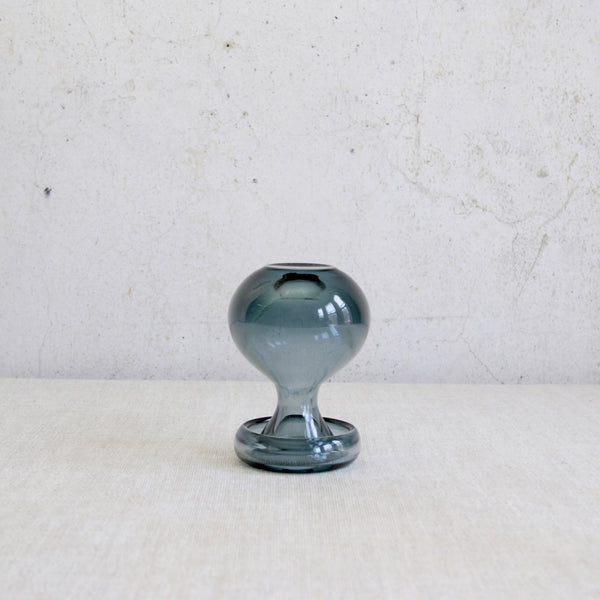 Steel-blue retro Riihimäki vase by Nanny Still, collectible mid-century glassware.