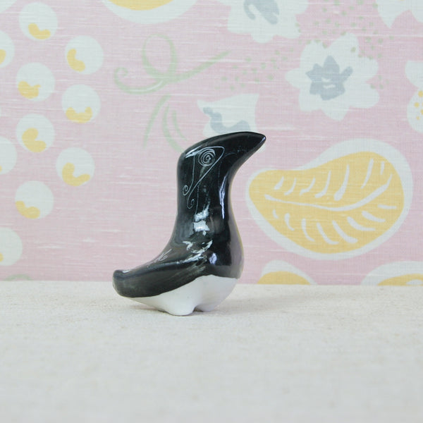 Susan Parkinson black Toucan porcelain figure by Parkinson Pottery, Brabourne Lees, Kent