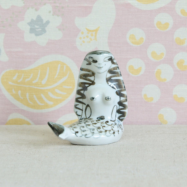 Susan Parkinson porcelain Mermaid with stylised wavy hair and rhythmic painted scales