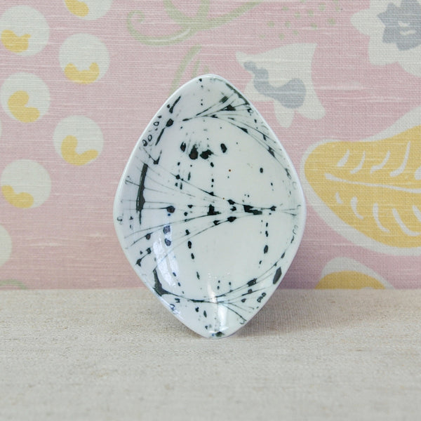Susan Parkinson biomorphic porcelain dish with decoration suggestive of the patterning of a butterfly wing