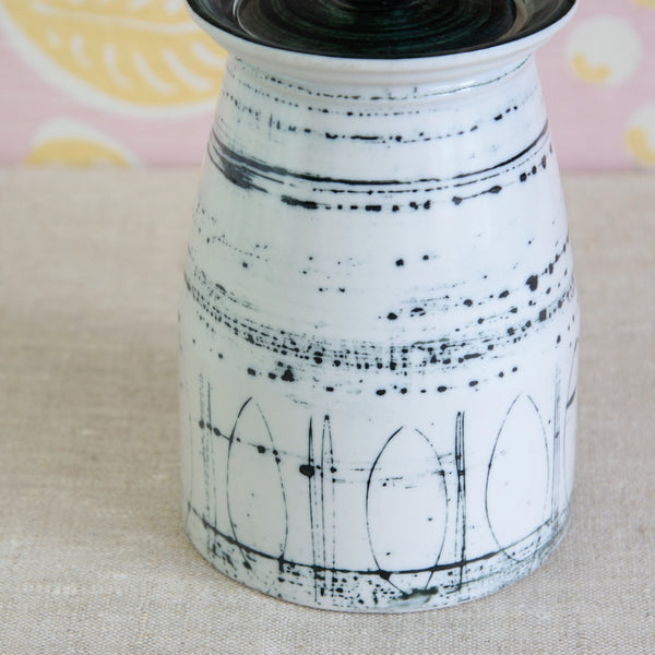 Susan Parkinson Medium Storage Jar with spontaneous dots, splashes and geometric decoration