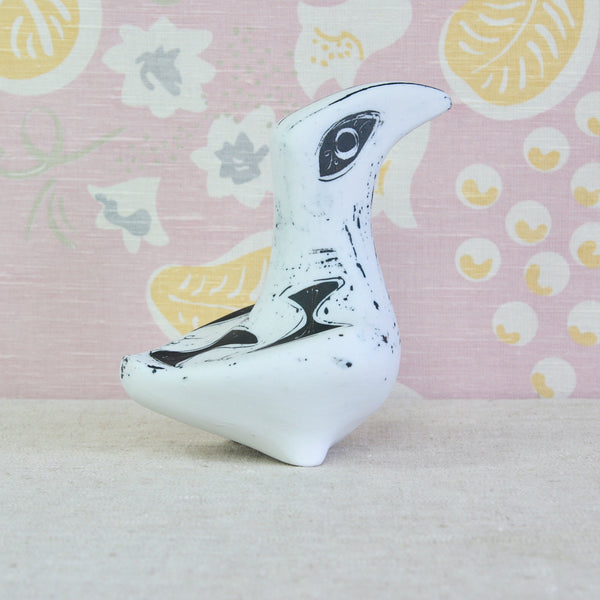 Large Susan Parkinson Pottery toucan bird, handmade in England 1950s. The model, with abstract decoration, is sometimes referred to as Egyptian Coptic.