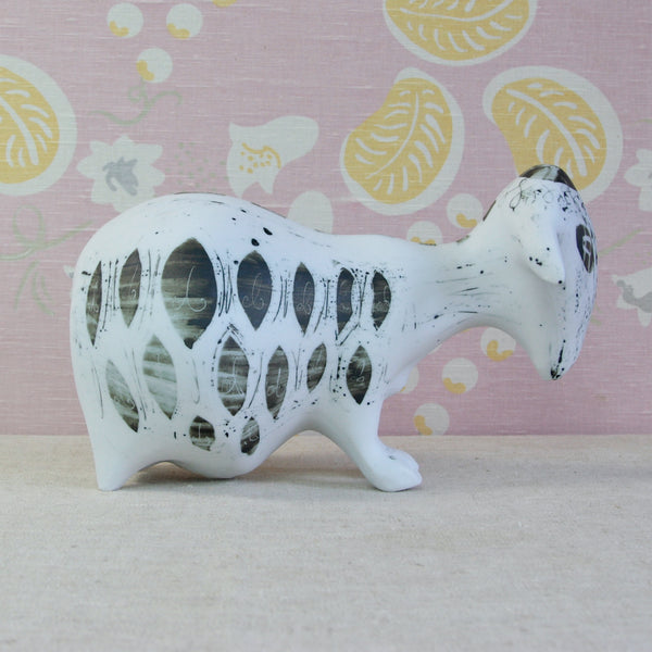 Susan Parkinson Model 8 animal sculpture with swollen biomorphic form and expressive surface decoration