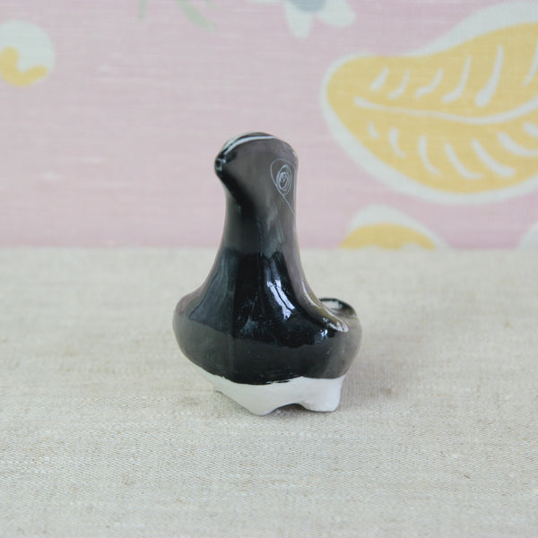 Susan Parkinson 1950s Modernist ceramic bird with abstract black and white decoration