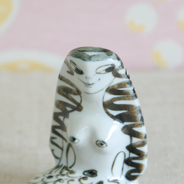 Susan Parkinson Mermaid, a hand-decorated mid-century porcelain sculpture from circa 1955