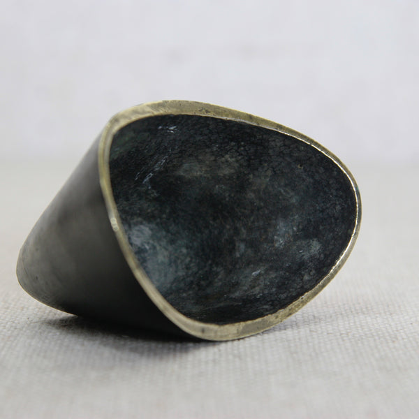 Sculptural mid-century brass bowl by Walter Bosse, handmade in Vienna by the renowned Herta Baller workshop.