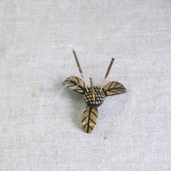 Mid-century Viennese brass incense holder by Bosse & Baller, floral form. Available now from UK gallery Art & Utility.