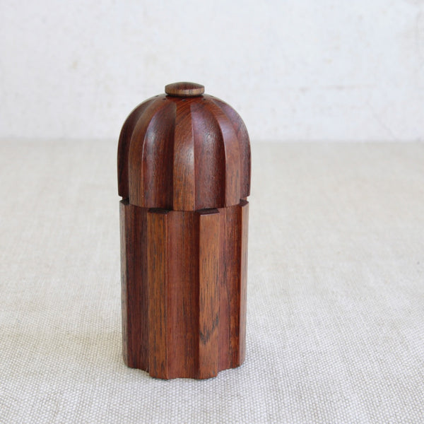 Sculptural Jens Quistgaard Bullet mill for Dansk Designs, Denmark. For sale in the UK from Nordic design gallery Art & Utility.