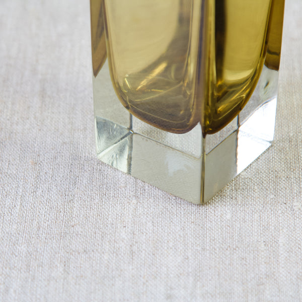 Close up of the brilliantly clear glass in the foot or base of a 1964 model 296 vase by Kaj Franck.