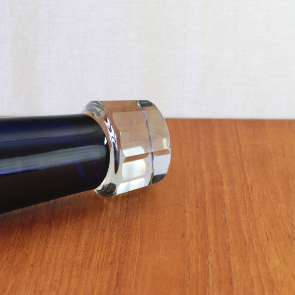 Faceted crystal glass base on Unto Suominen Nuutajärvi, a collectible example of 1960s Finnish art glass for sale in the UK.