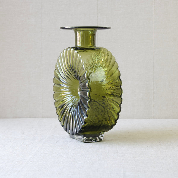 Mid Century Finnish glass design Aurinkopullo bottle vase from Helena Tynell