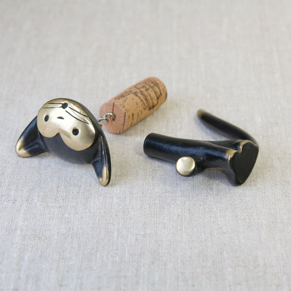 German brass cat corkscrew designed by Walter Bosse