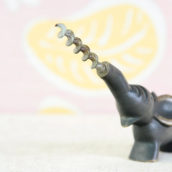 Detail of mid-century Walter Bosse elephant corkscrew, a whimsical example of the designer's functional animal designs from the 1950s.