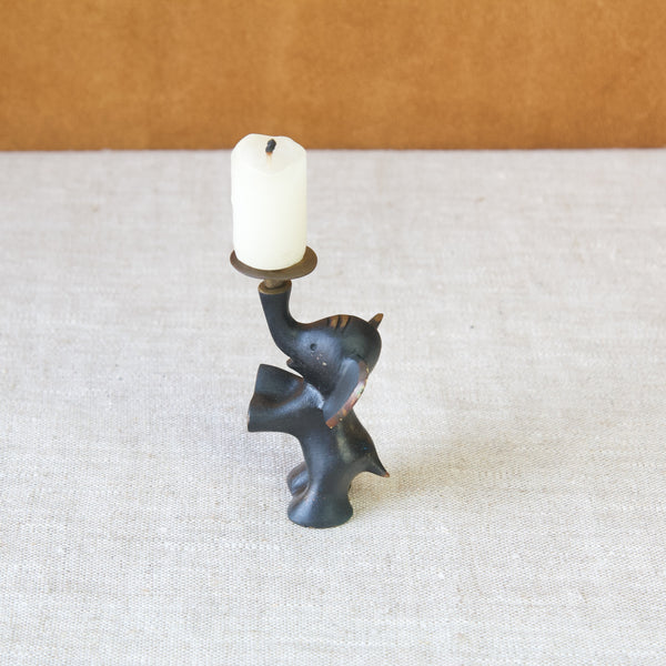Modernist Austrian brass elephant candle holder designed by Walter Bosse
